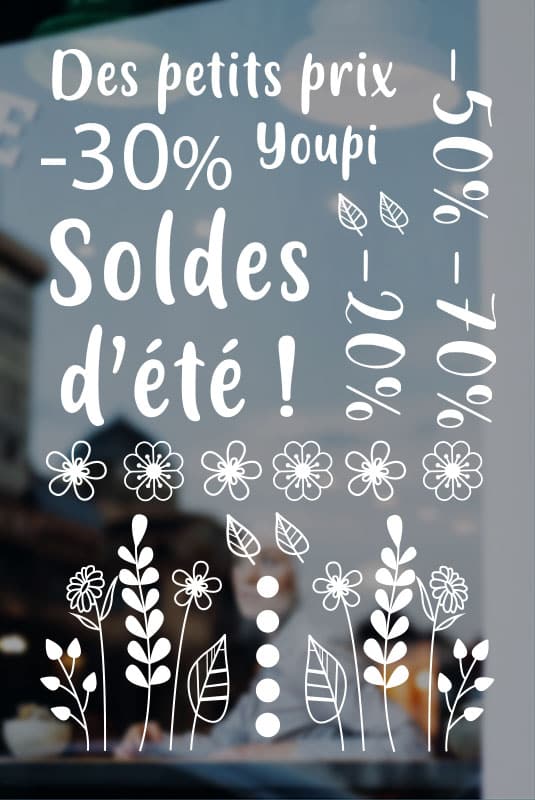 Stickers de vitrine Soldes d'été, modèle "2"