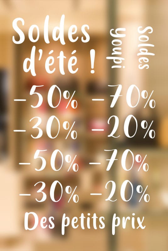 Stickers de vitrine Soldes d'été, modèle "4"