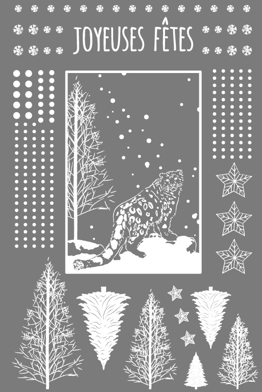 Adhésifs de vitrine KitCustom - collection noel - Panthere des neiges - pour une deco minimaliste